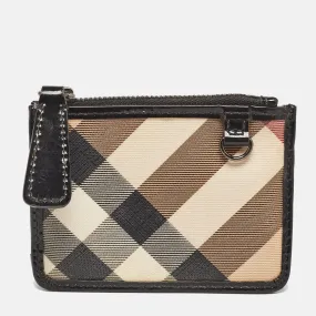 Beige/Black Nova Check PVC and Patent Leather Zip Coin Purse