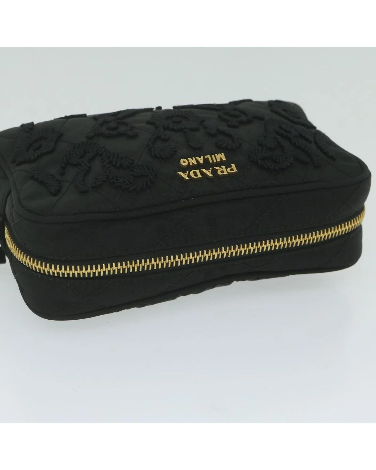 Black Nylon Embroidered Pouch with Guarantee Card - Made in Italy