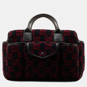 Black/Red Wool GG Top Handle Bag