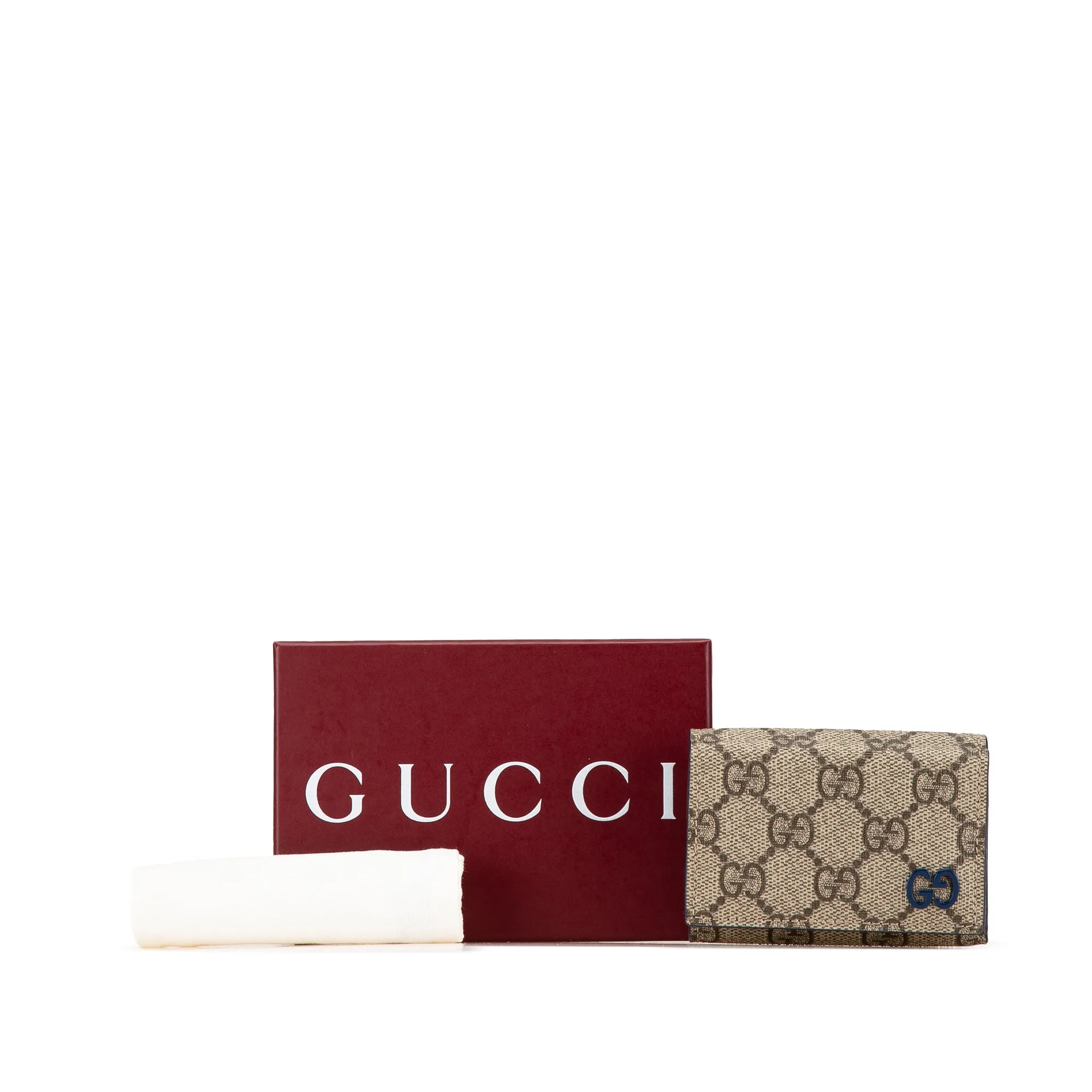 Brown Gucci GG Supreme Compact Wallet