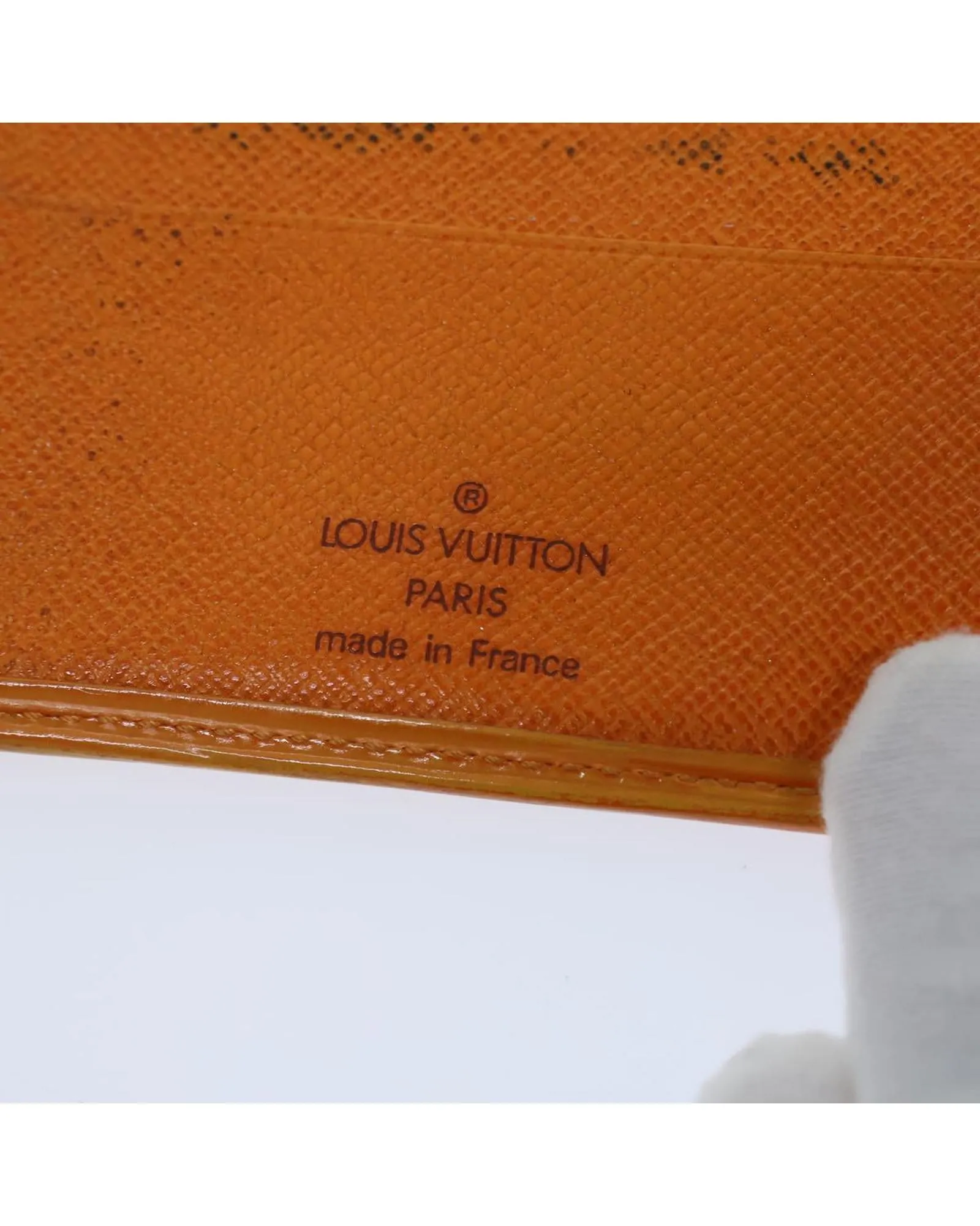 Compact Epi Leather Bifold Wallet with Button Clasp - Mandarin