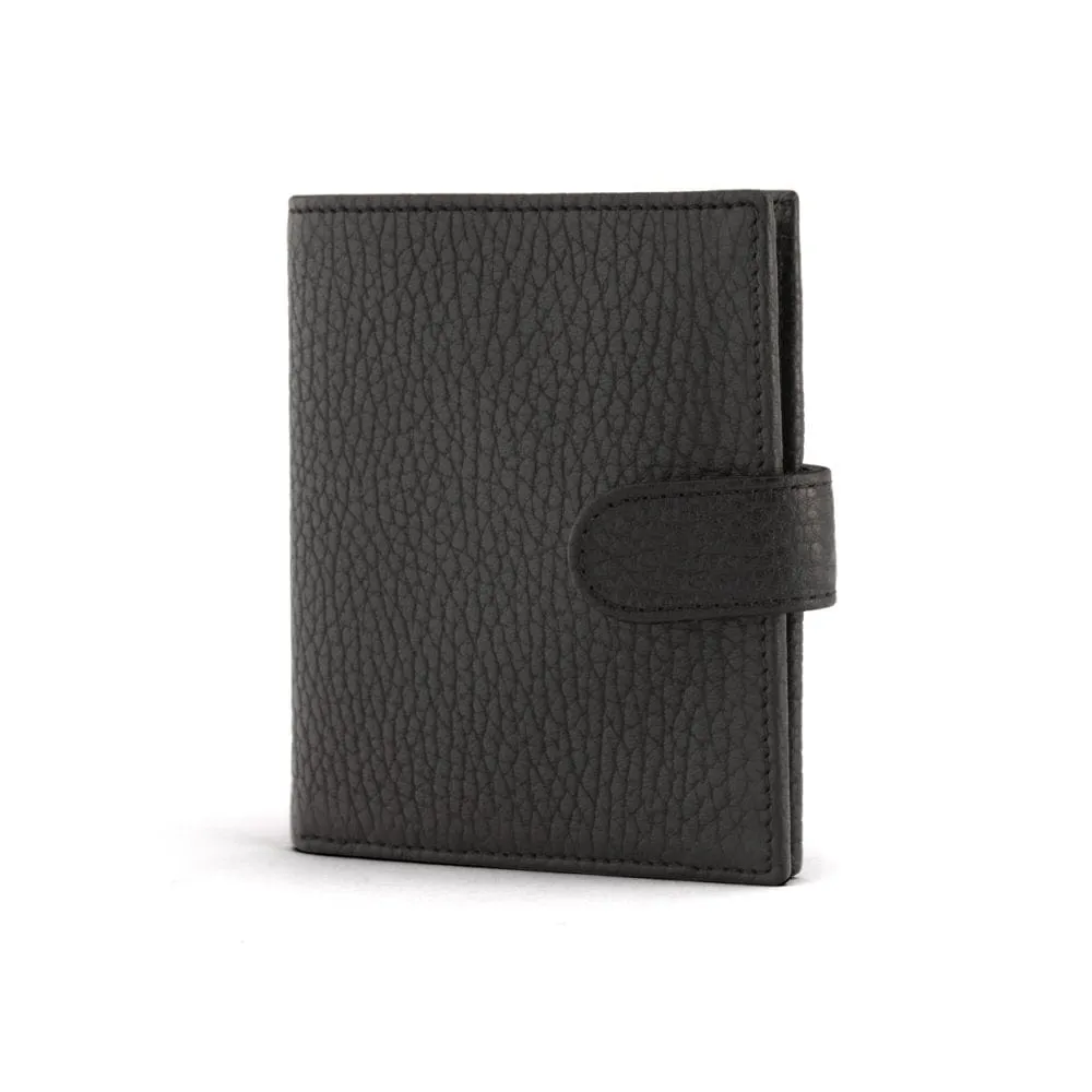 Compact Leather Billfold Wallet With Tab - Black With Cobalt