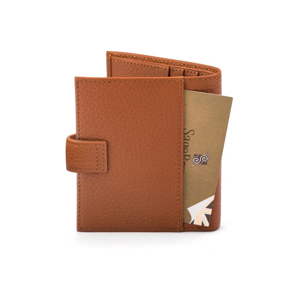 Compact Leather Billfold Wallet With Tab - Tan