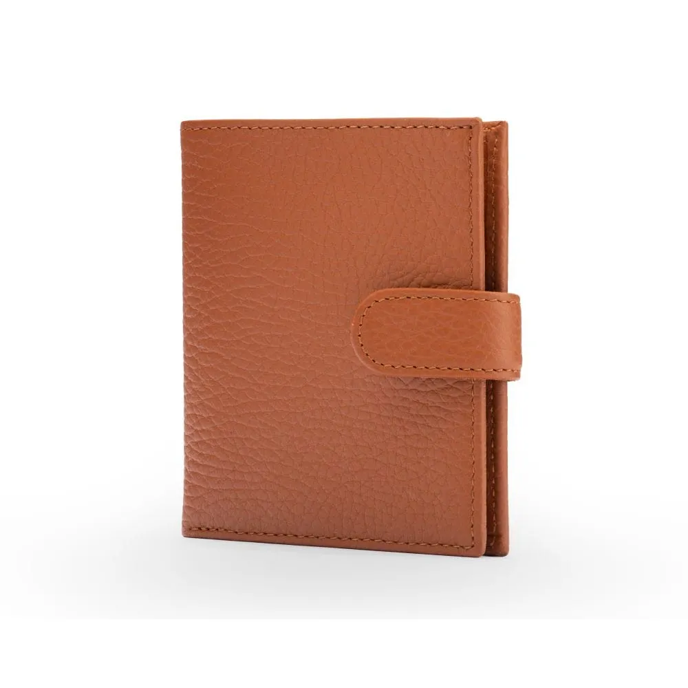 Compact Leather Billfold Wallet With Tab - Tan