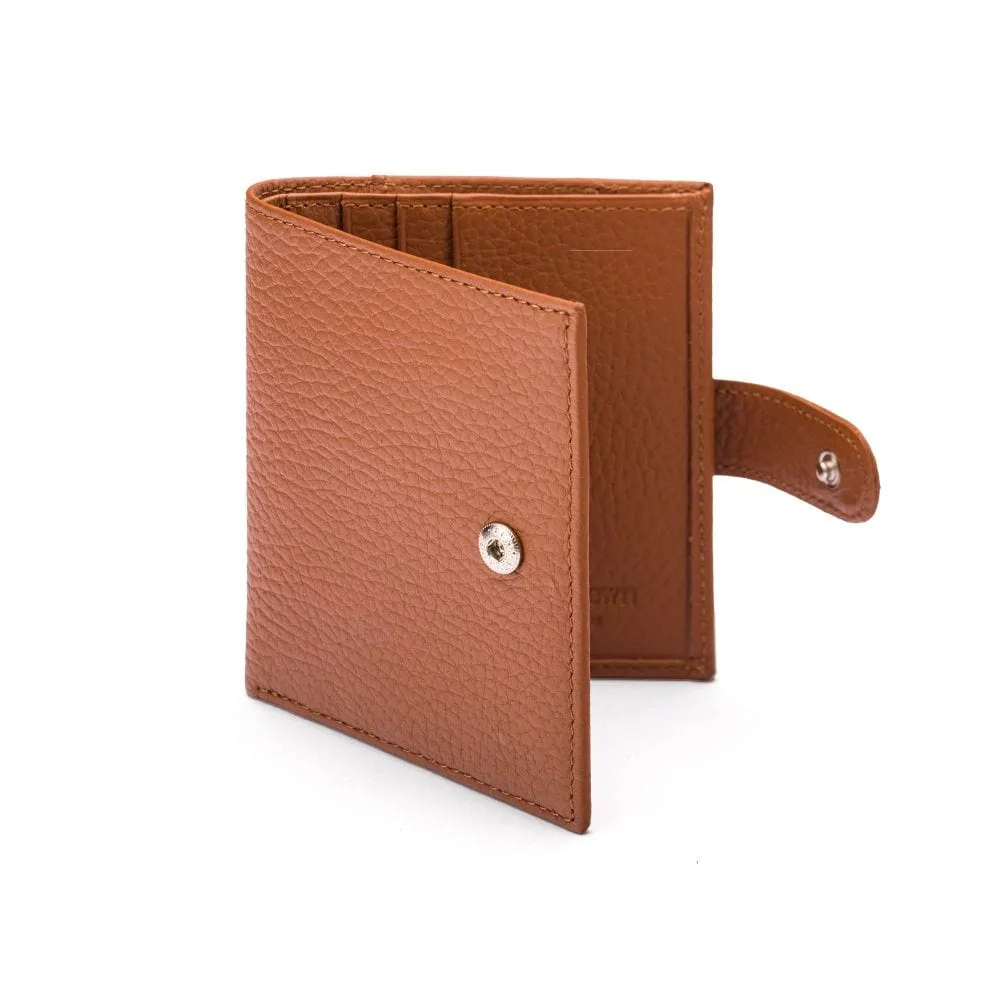 Compact Leather Billfold Wallet With Tab - Tan