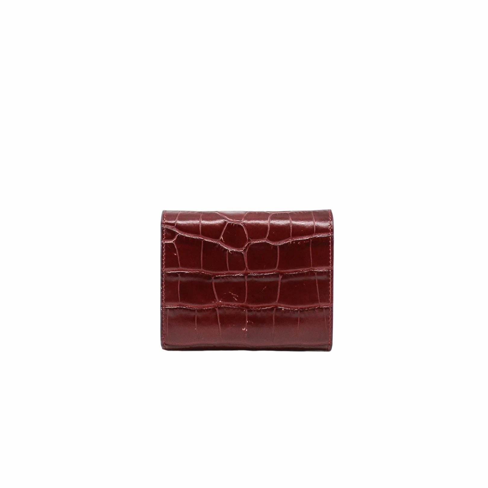 compact wallet  brown crocodile printed ghw