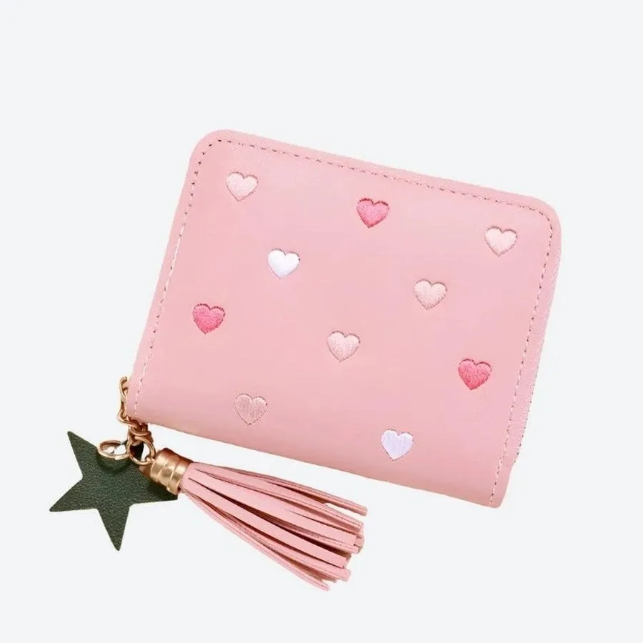 Cute Heart-Patterned Compact Wallets