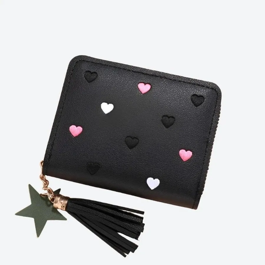 Cute Heart-Patterned Compact Wallets