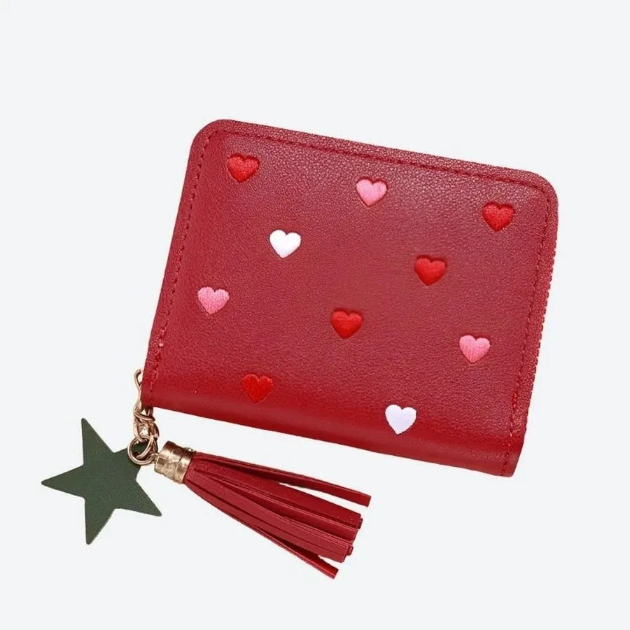 Cute Heart-Patterned Compact Wallets