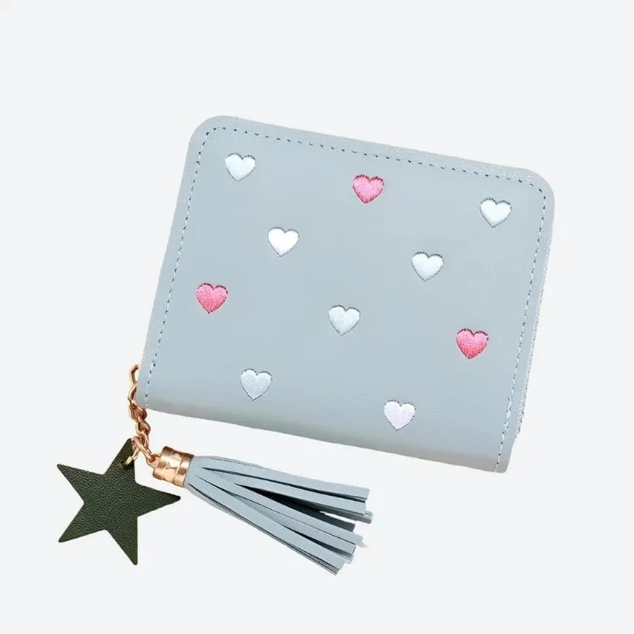 Cute Heart-Patterned Compact Wallets