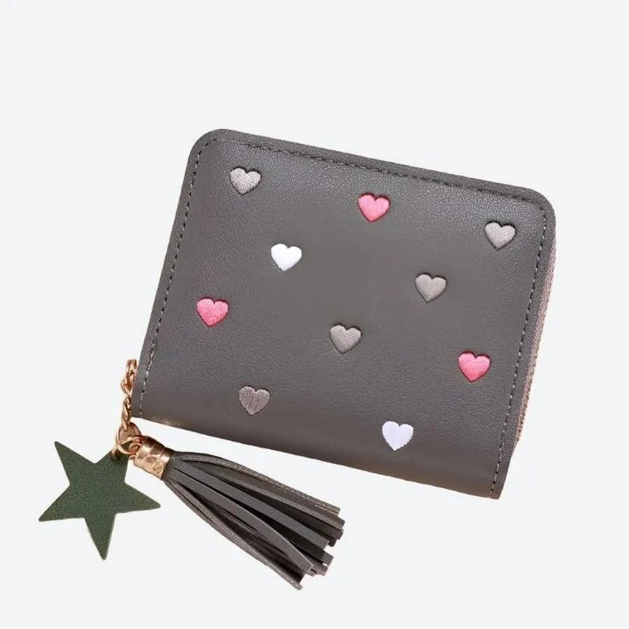 Cute Heart-Patterned Compact Wallets