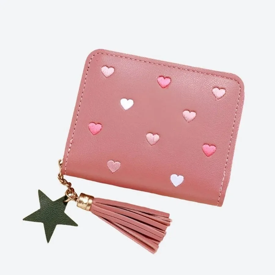 Cute Heart-Patterned Compact Wallets