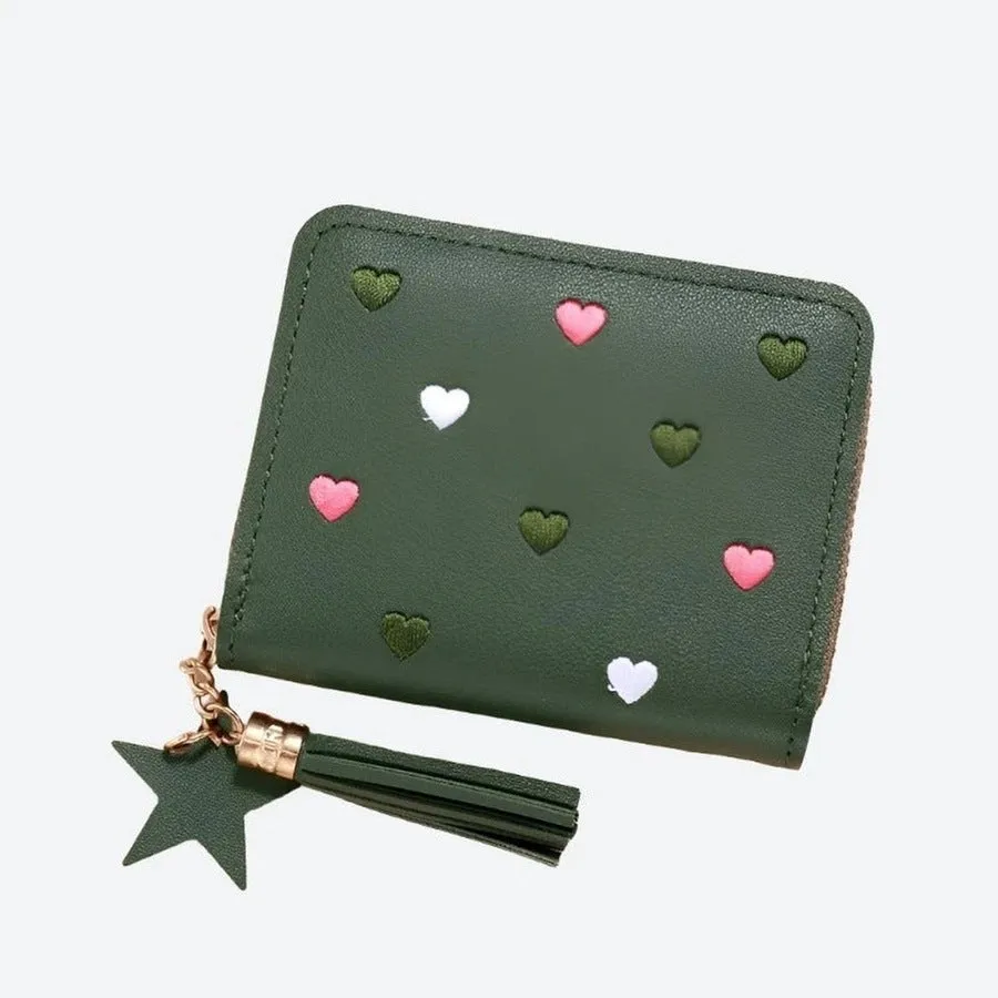 Cute Heart-Patterned Compact Wallets