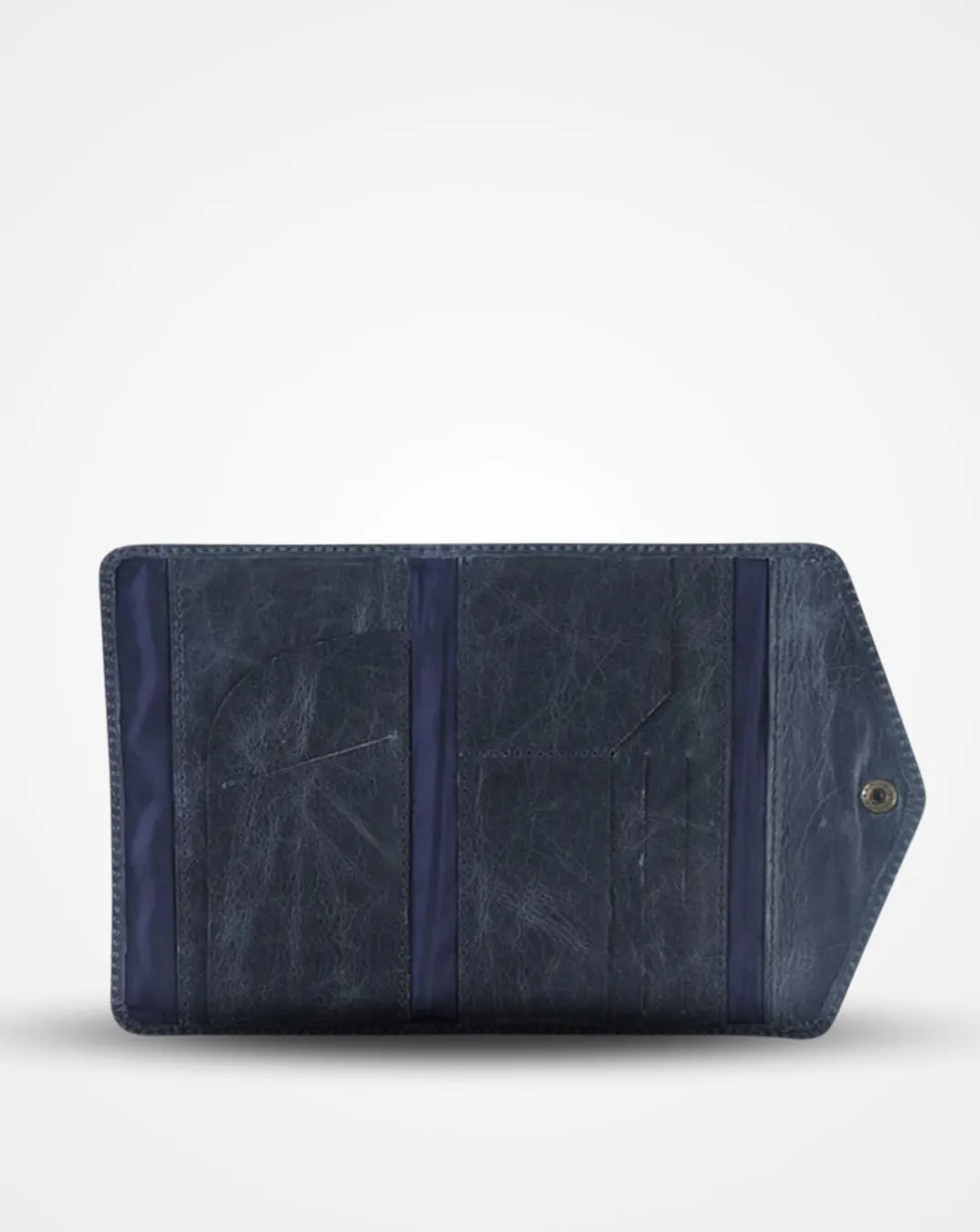 GRUNGE BLUE LEATHER TRAVEL PASSPORT WALLET