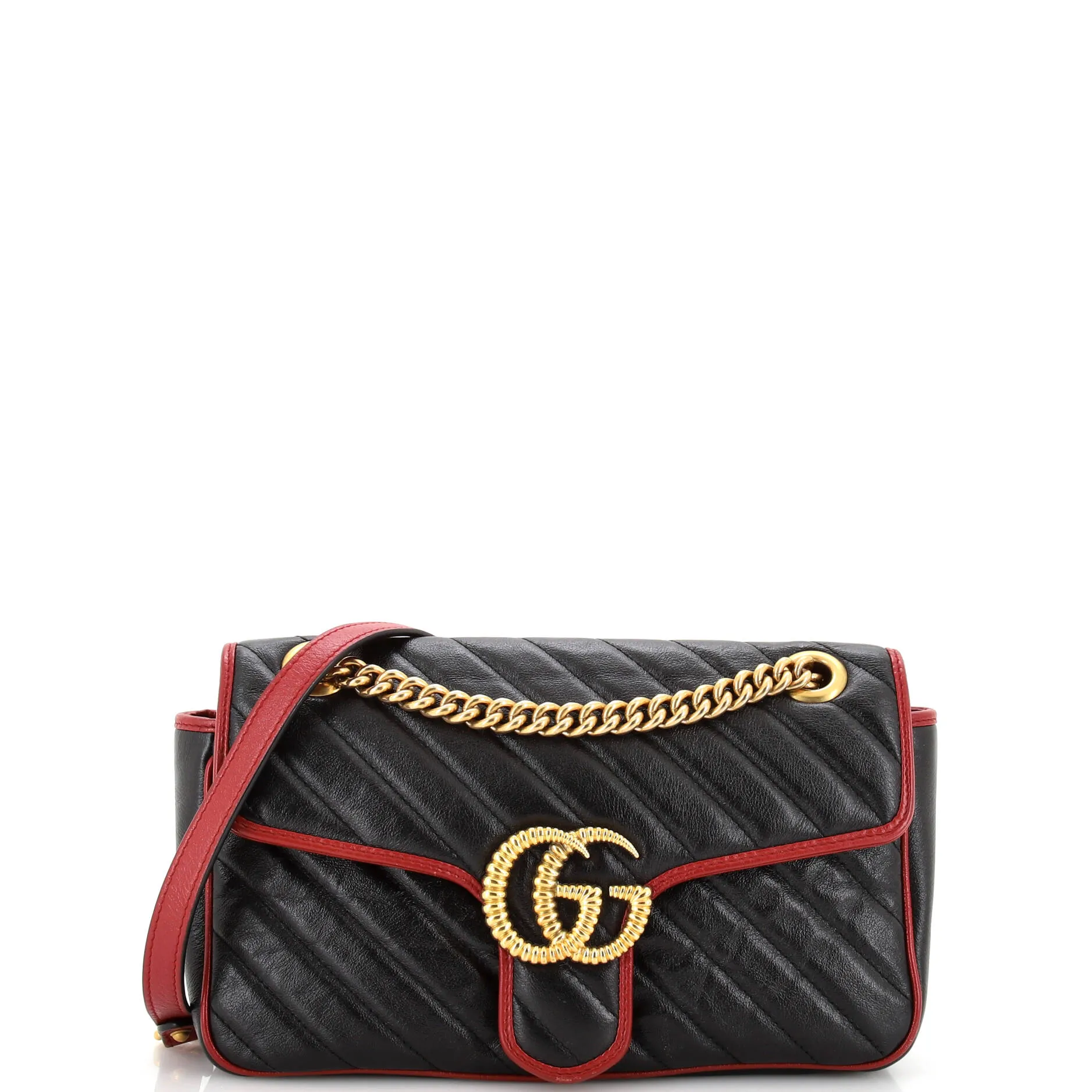 GUCCI GG Marmont Flap Bag Diagonal Quilted Leather Small