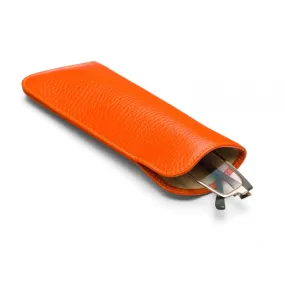 Large Leather Glasses Case - Orange