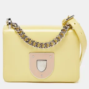 Light Yellow Patent Leather Diorama Club Shoulder Bag