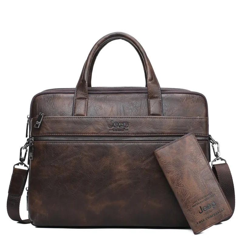 Men's Leather Briefcase For 14 Inches Laptop