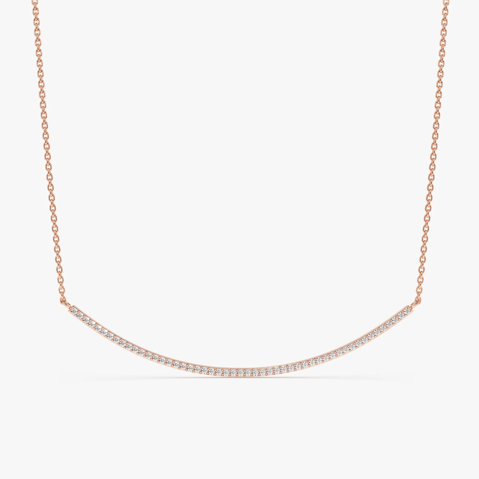 Natural Diamond Sleek Curved Bar Necklace, Ava