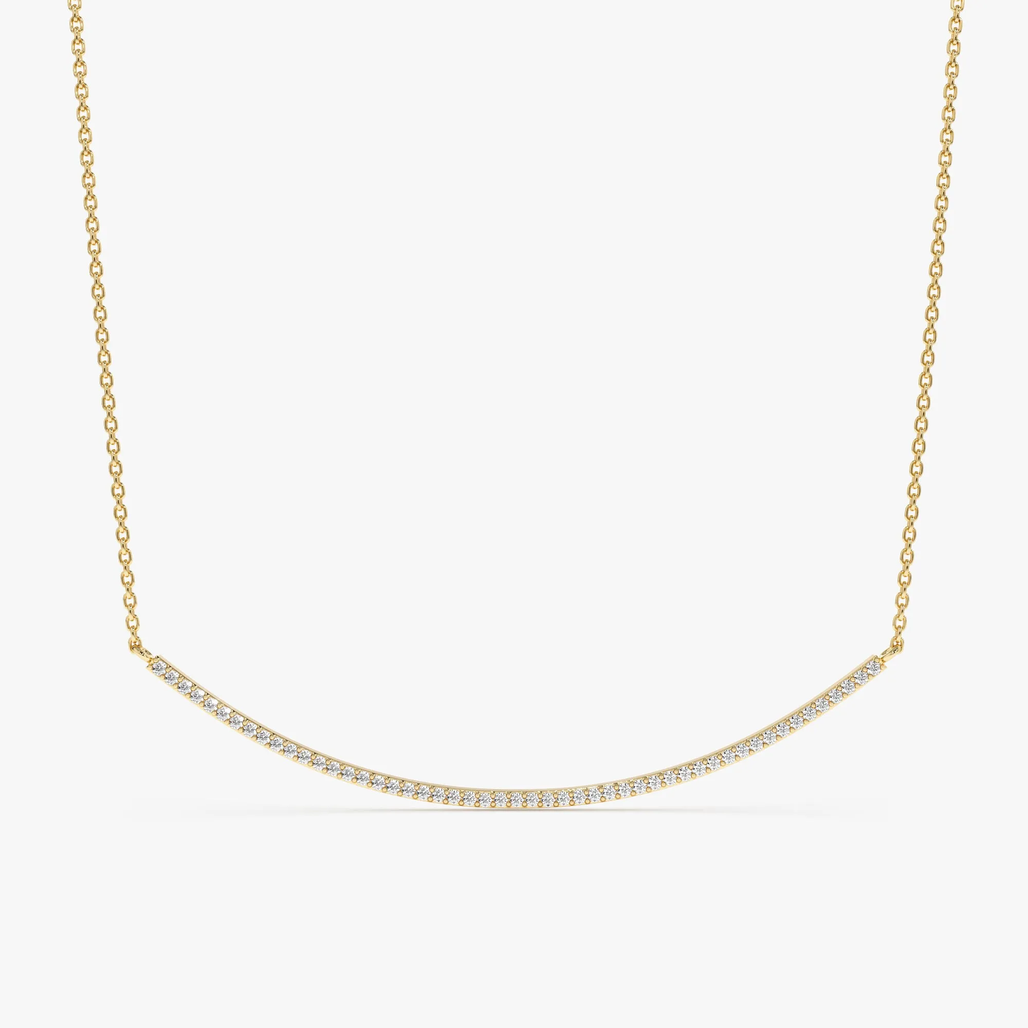 Natural Diamond Sleek Curved Bar Necklace, Ava