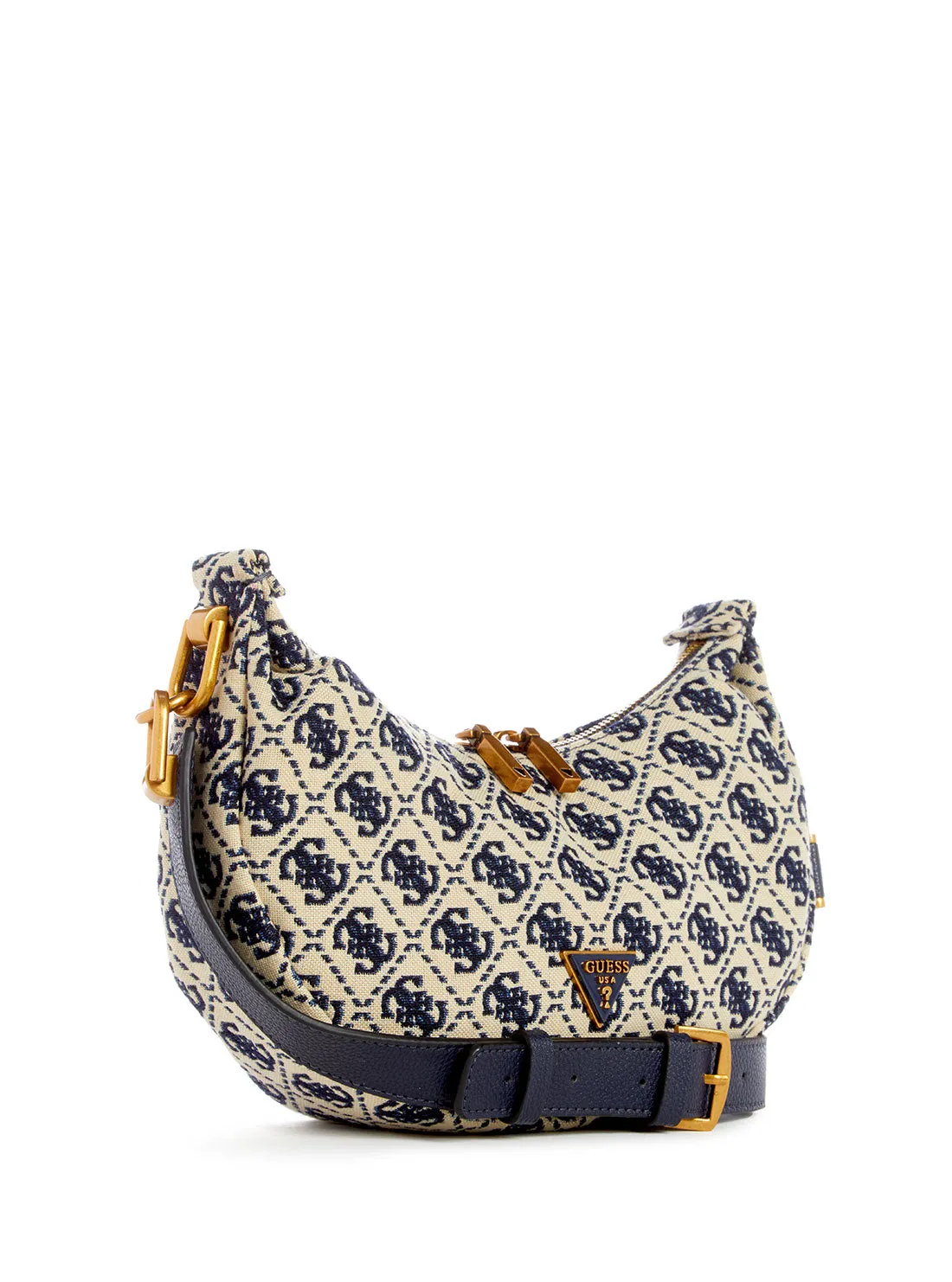 Navy Blue Logo Shemara Mini Hobo Satchel Bag