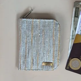 Shimmery Silver Golden Upcycled Handwoven D Wallet (DW1224-008) PS_W