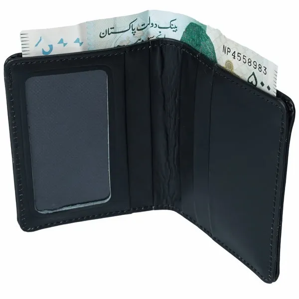 Slim Compact Bi-fold Real Cow Full Grain Leather Card Holder