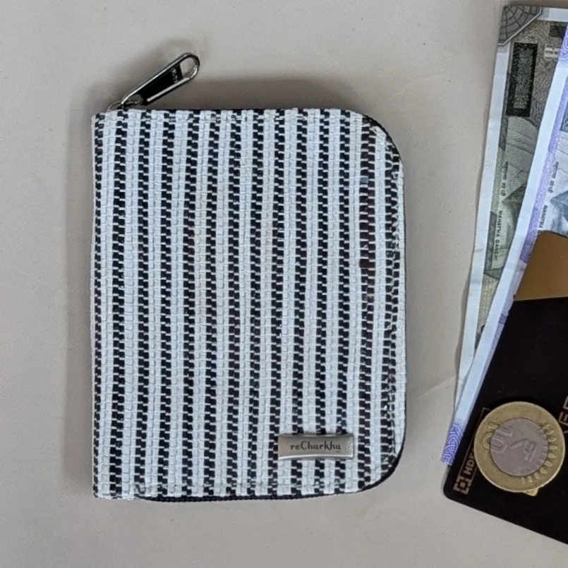 Thane Reseller - Cassette Tape Brown White Striped Upcycled Handwoven D Wallet (DW1224-018) PS_W