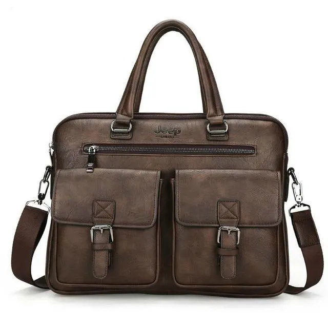 West Louis™ Men's Luxury Leather Business Briefcase