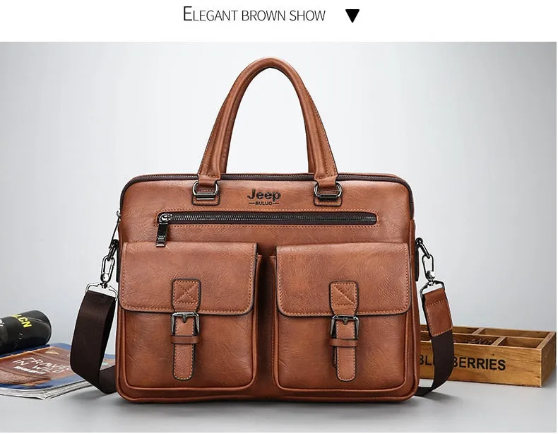 West Louis™ Men's Luxury Leather Business Briefcase