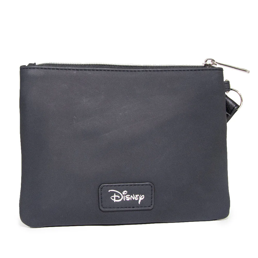 Women's Wallet Double Pocket Wristlet - Brave Princess Merida Script Debossed Black with Castle Emblem Silver