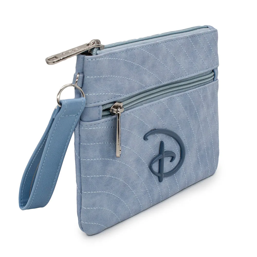 Women's Wallet Double Pocket Wristlet - Disney Signature D Logo with Arch Stitch Sky Blue