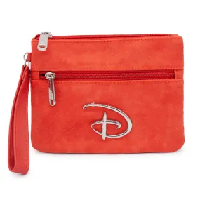 Women's Wallet Double Pocket Wristlet - Disney Signature D Silver Logo Red PU